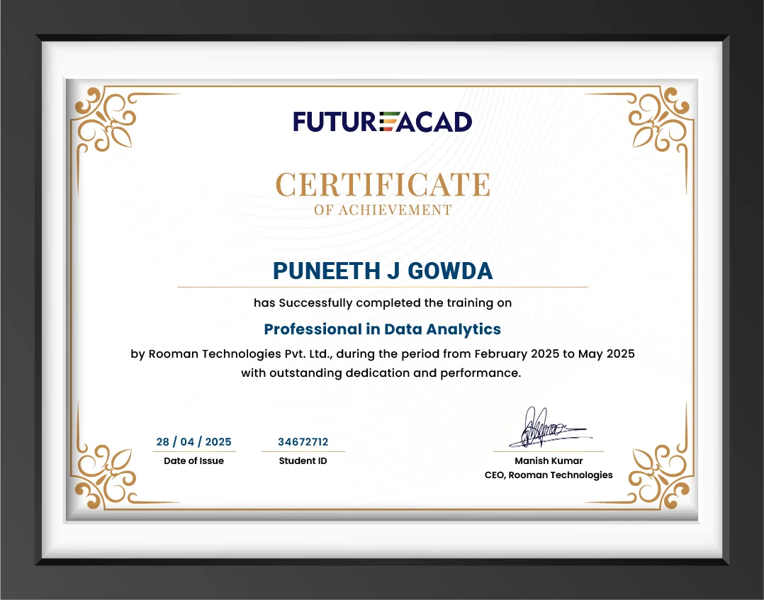 Professional in Data Analytics Certificate